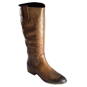 Arturo Chiang Womens Knee-High Leather Riding Boots Sz 9M Side Zipper Brown